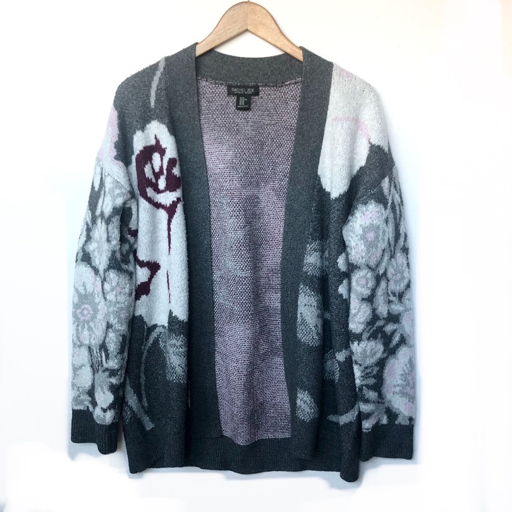 RACHEL ZOE Cardigan Size XS OVERSIZE Floral Knit Boho